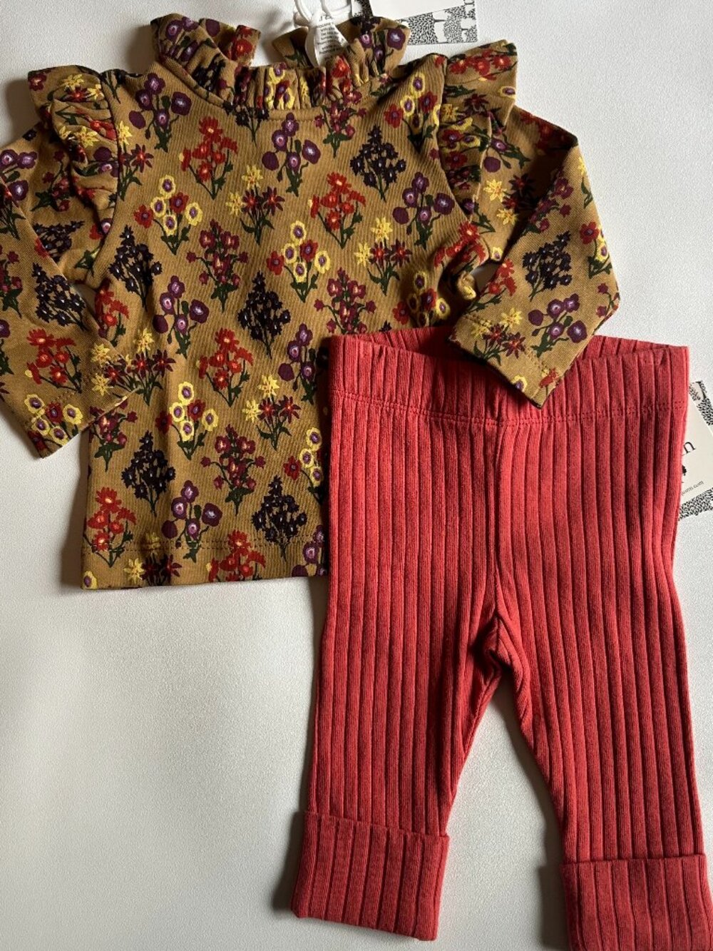 NWT Kate Quinn 3-6M Apple Cinnamon Floral Harvest 2PC Outfit Fall